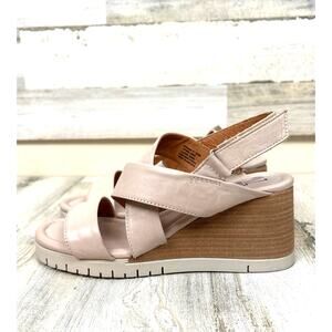Miz Mooz Morgana Womens 6.5-7 beige Leather Slingback Wedge Sandals